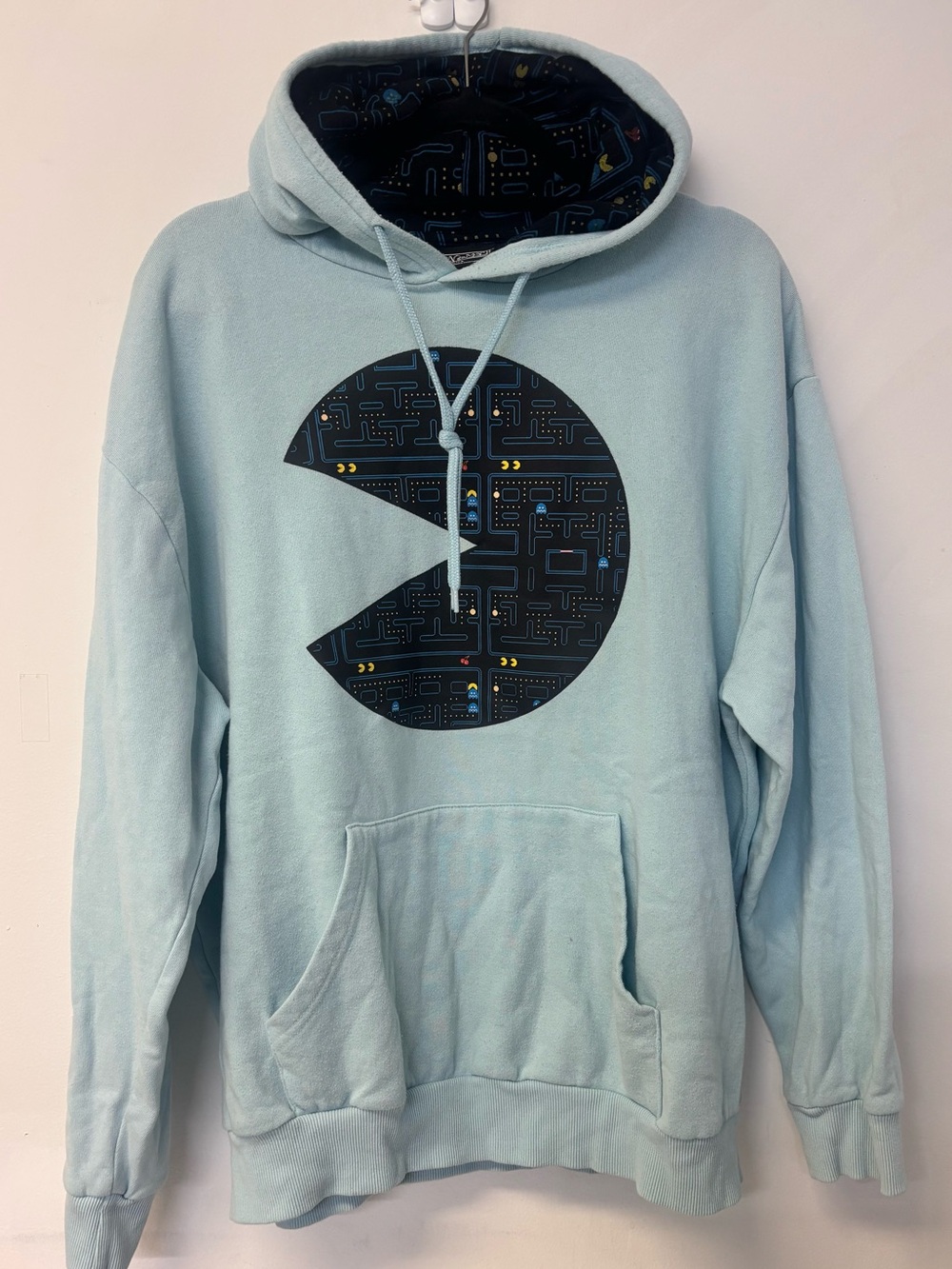 RARE - Pac-Man Logo Hoodie 'Sky Blue/Navy Blue' - Size Men's Large